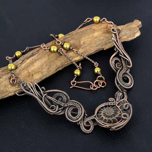 Copper Ammonite Gemstone Necklace