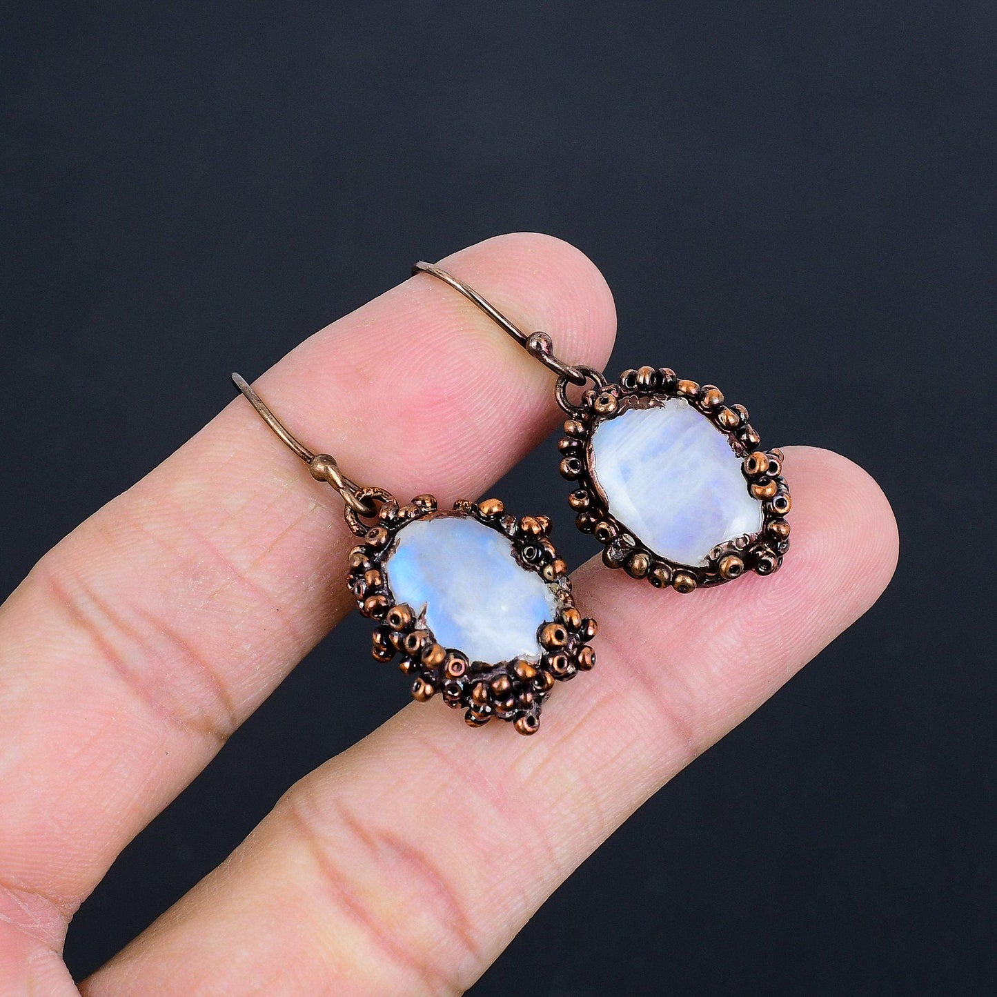 Rainbow Moonstone Gemstone Earrings