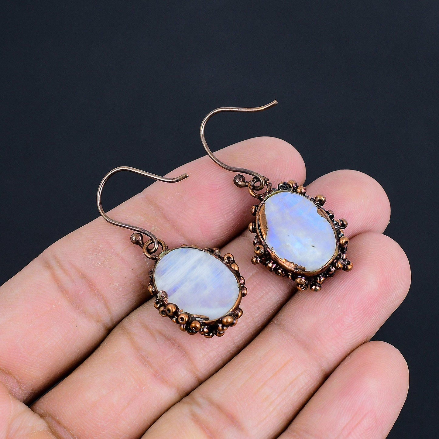Rainbow Moonstone Gemstone Earrings