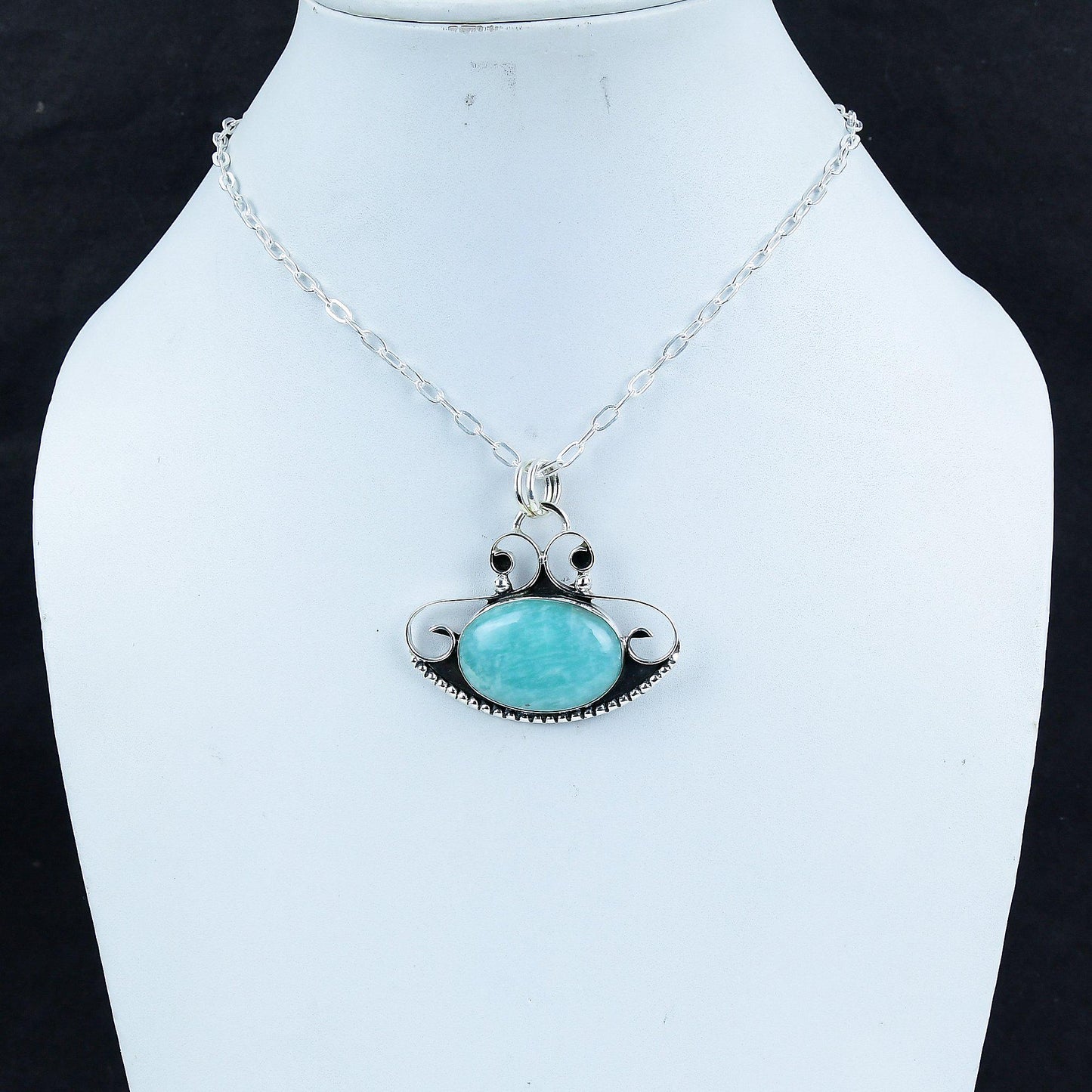 Blue Amazonite Sterling Silver Pendant