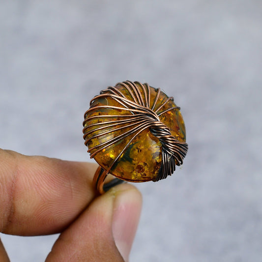 Yellow Baltic Amber Gemstone Ring