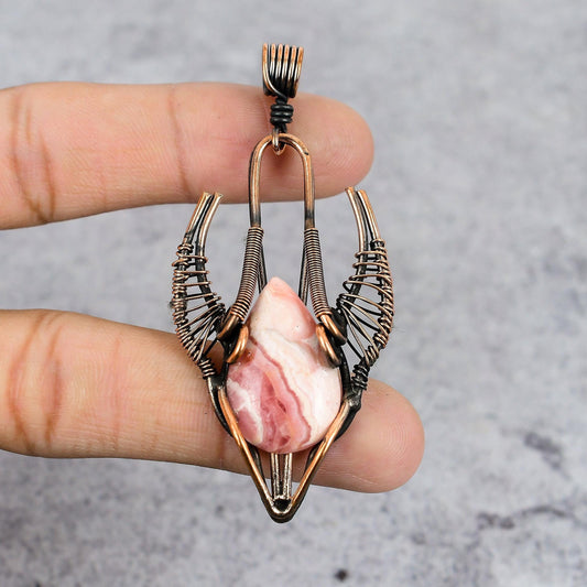 Pink Rhodochrosite Gemstone Bull Face Pendant