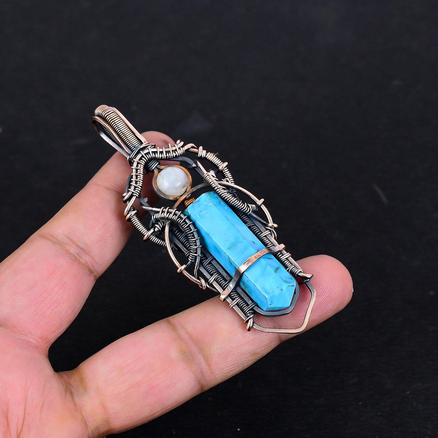 Turquoise Moonstone Gemstone Pendant