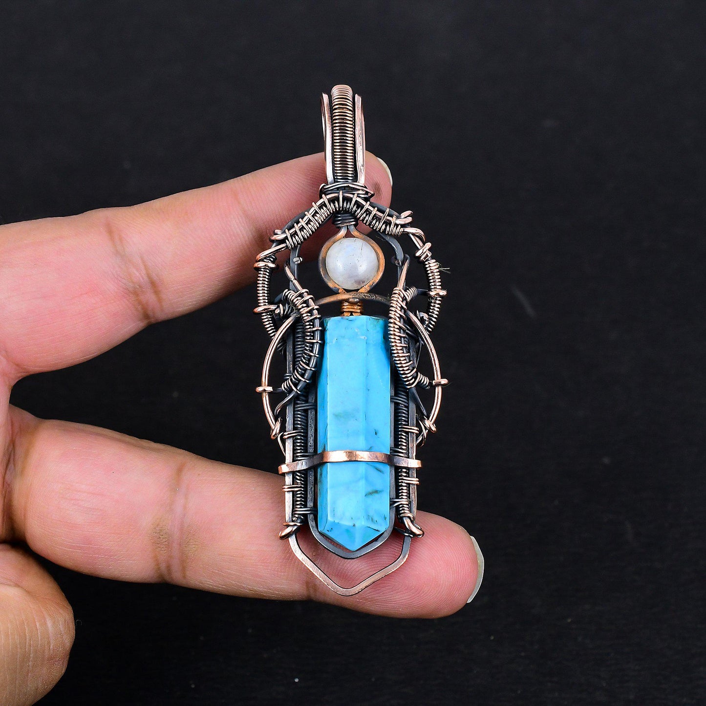 Turquoise Moonstone Gemstone Pendant