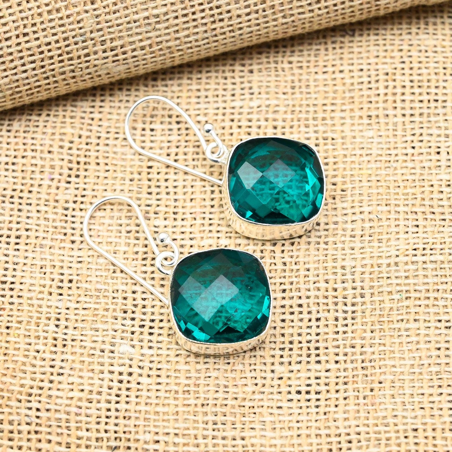 Blue Indicolite Gemstone Earrings