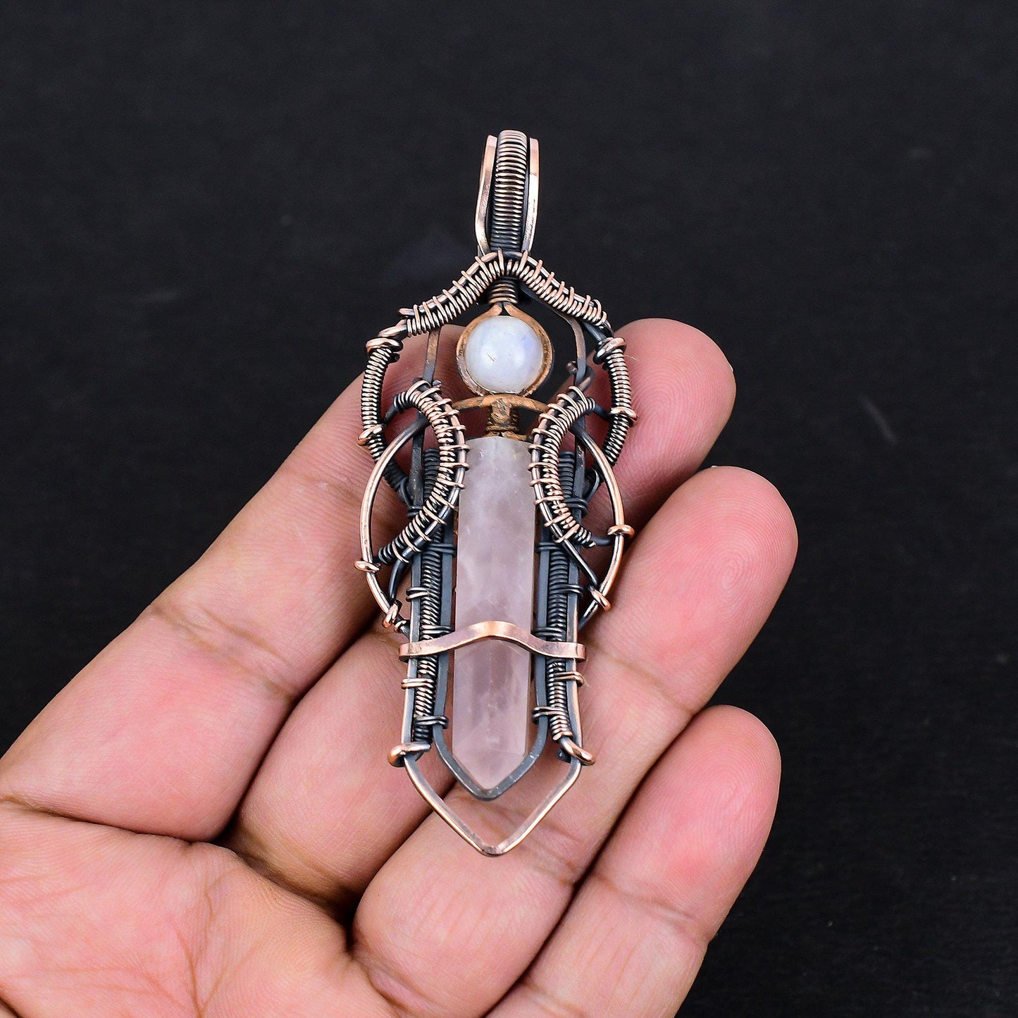Pink Rose Quartz Gemstone Pendant