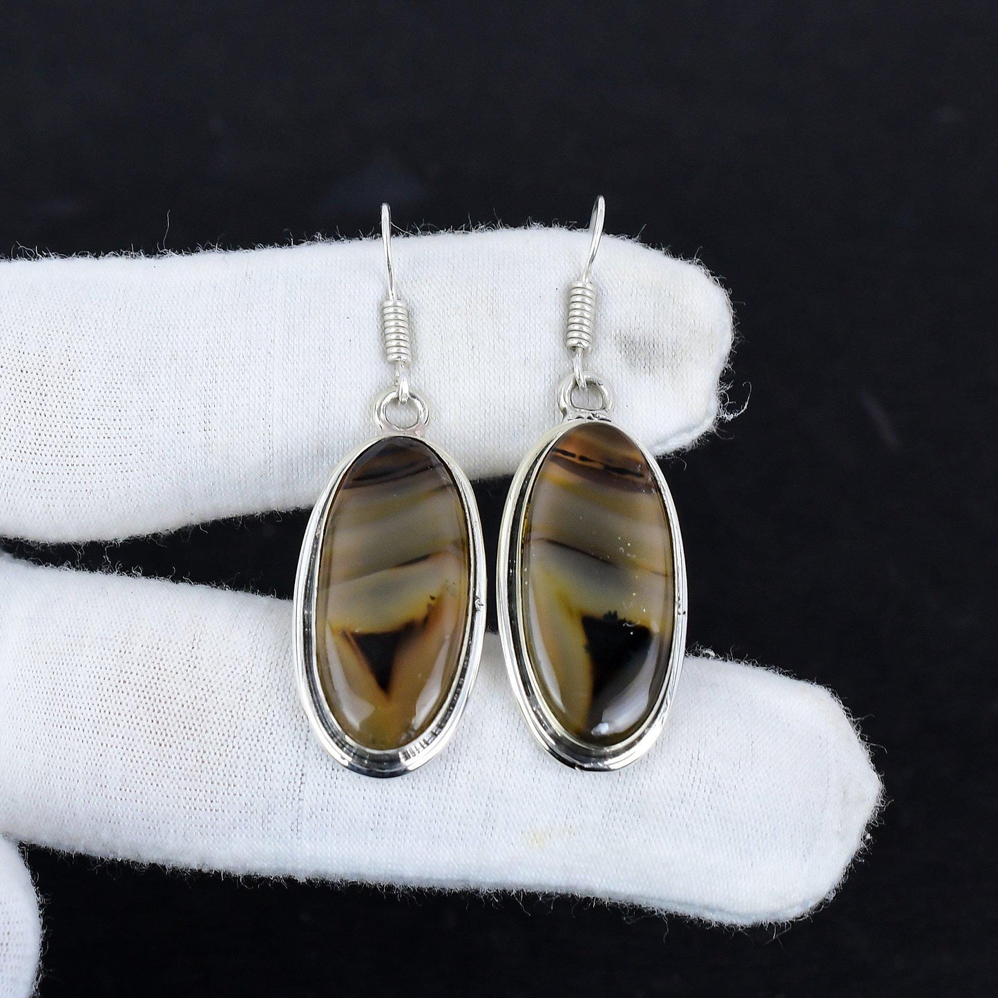 Brown Montana Agate Gemstone Earrings