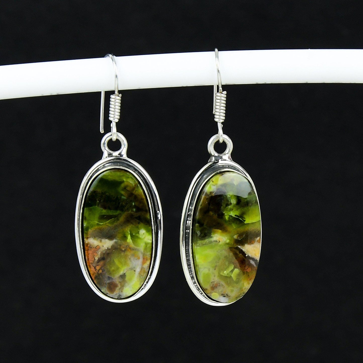 Green Chrome Chalcedony Gemstone Earrings