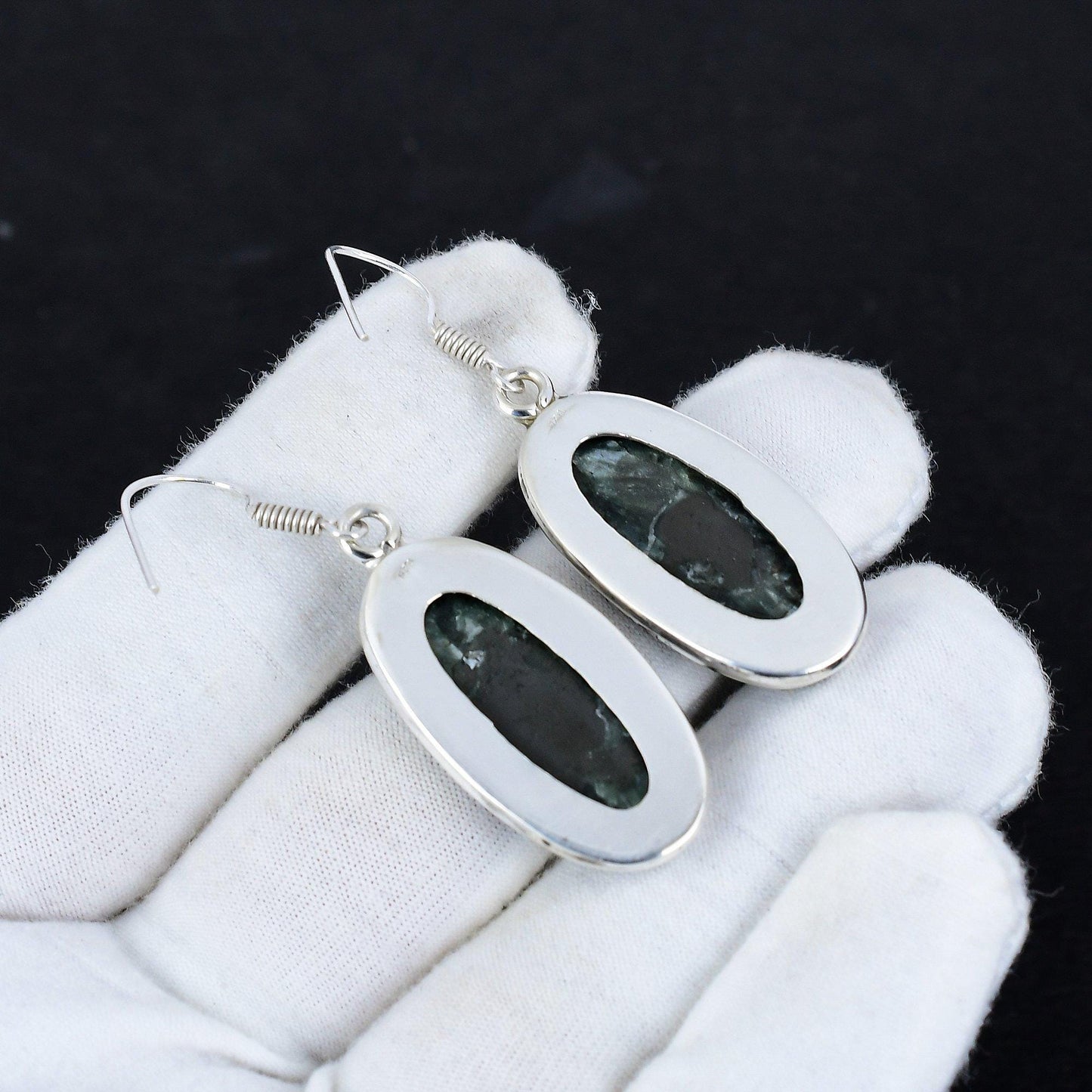 Green Seraphinite Gemstone Earrings