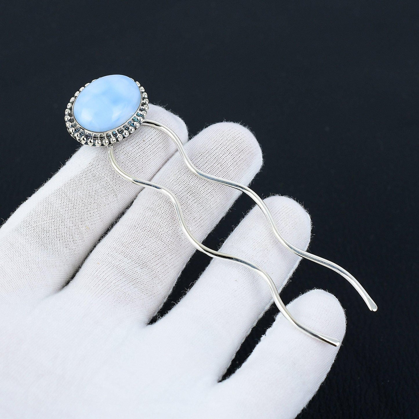 Blue Owyhee Opal Hair Pin
