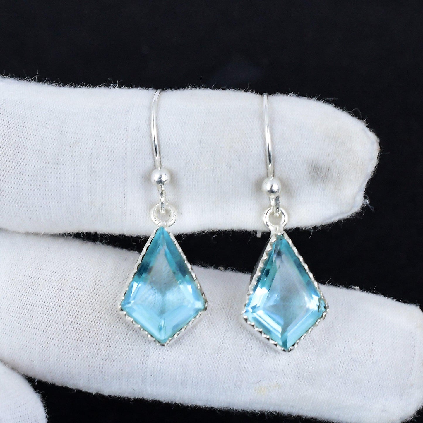 Swiss Blue Topaz Gemstone Earrings