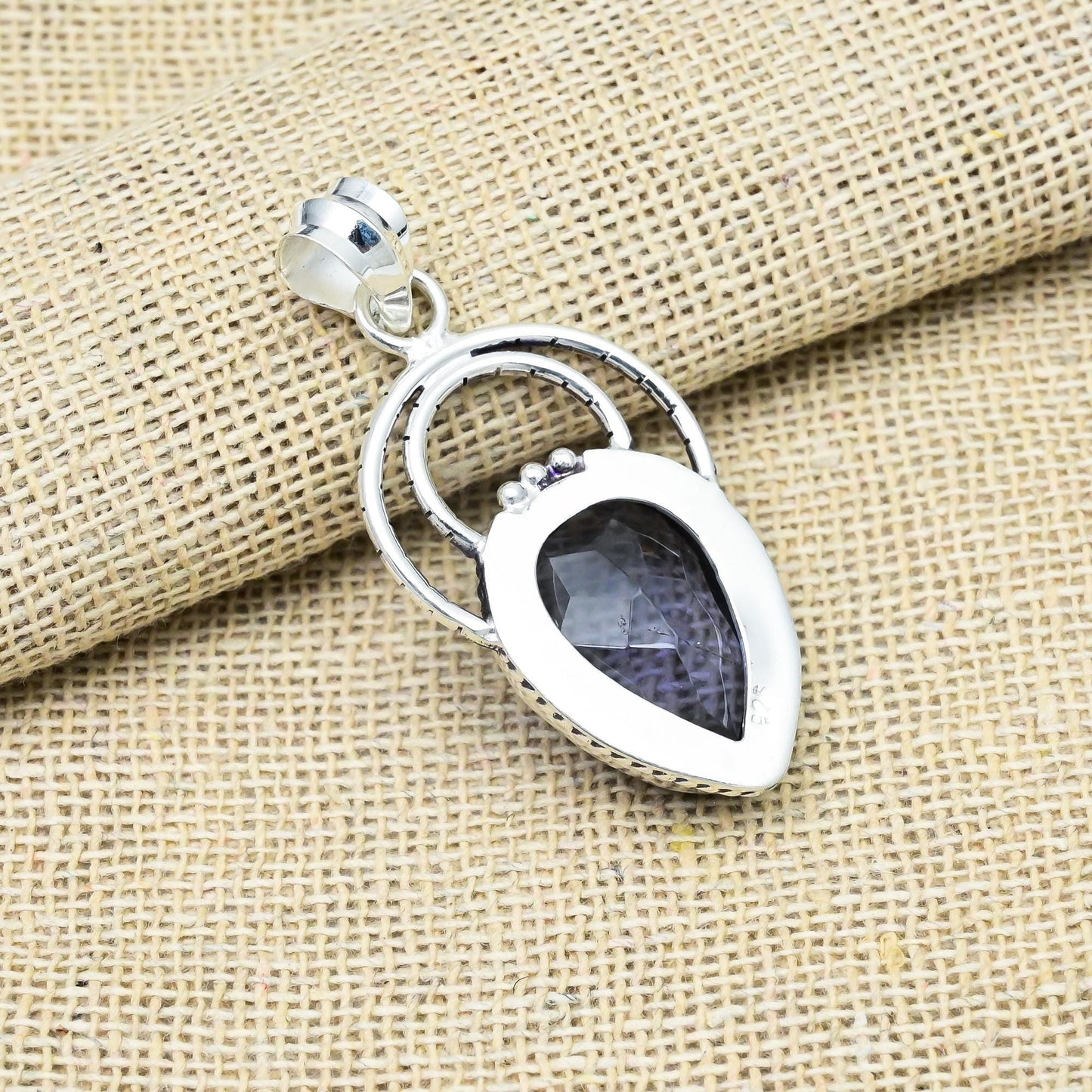 Blue Iolite Sterling Silver Pendant