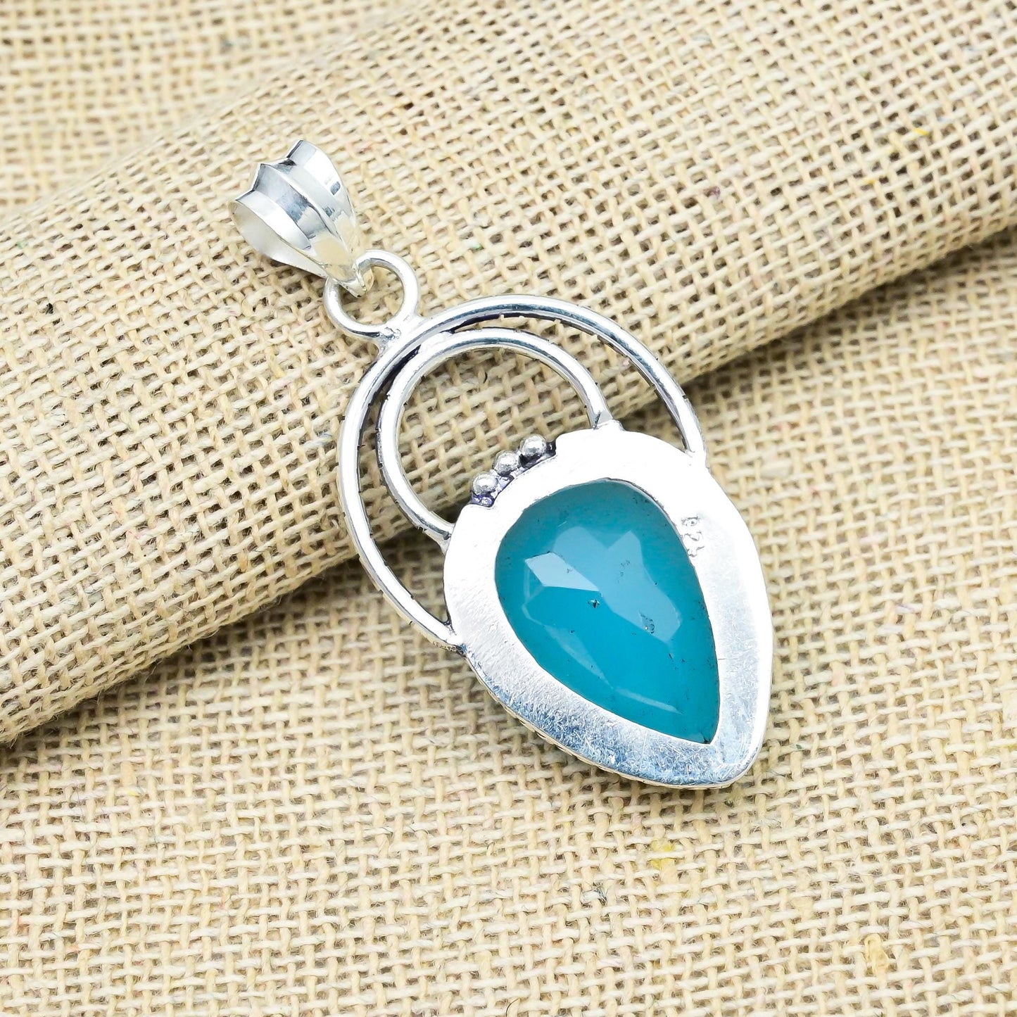 Blue Chalcedony Gemstone Pendant