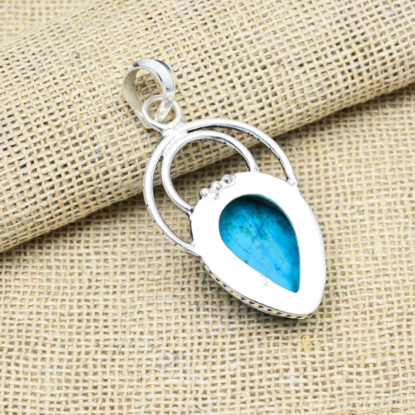 Blue Turquoise Sterling Silver Pendant