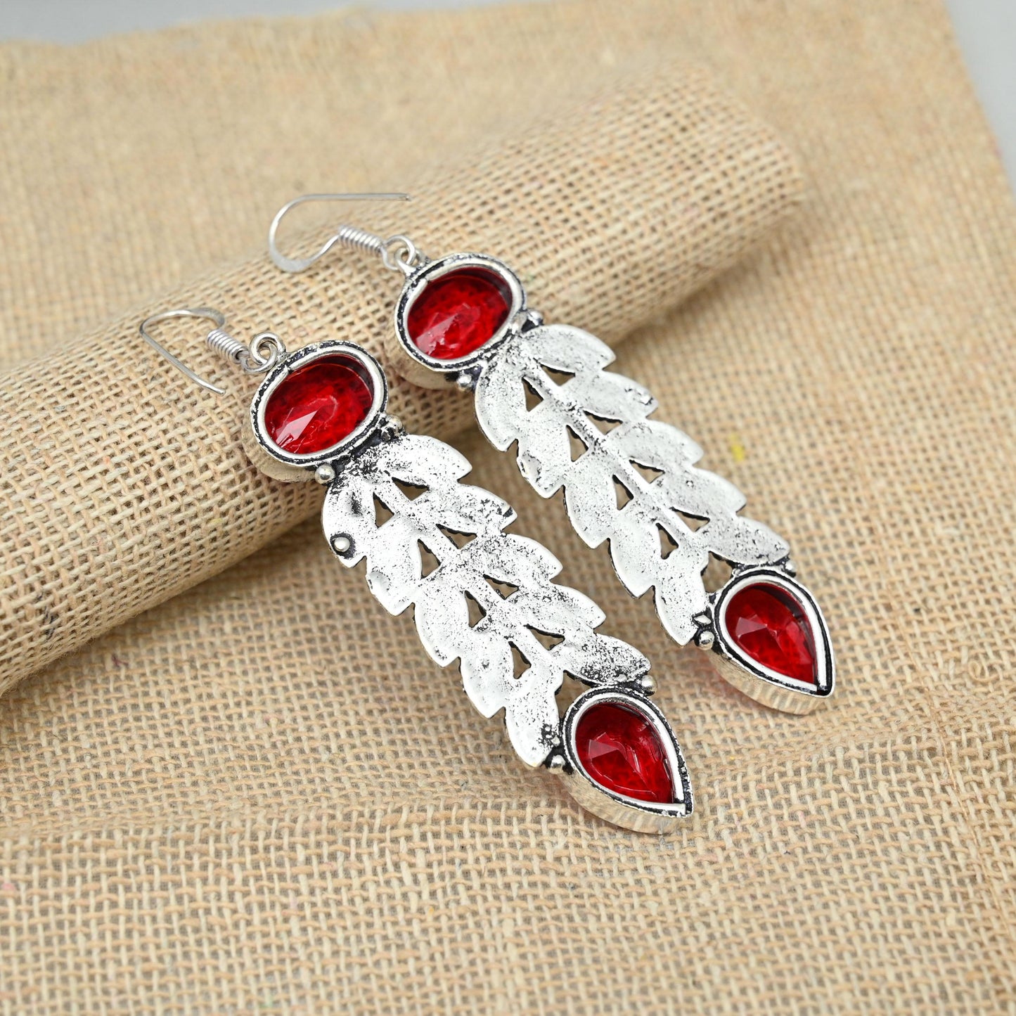 Red Garnet Sterling Silver Earrings