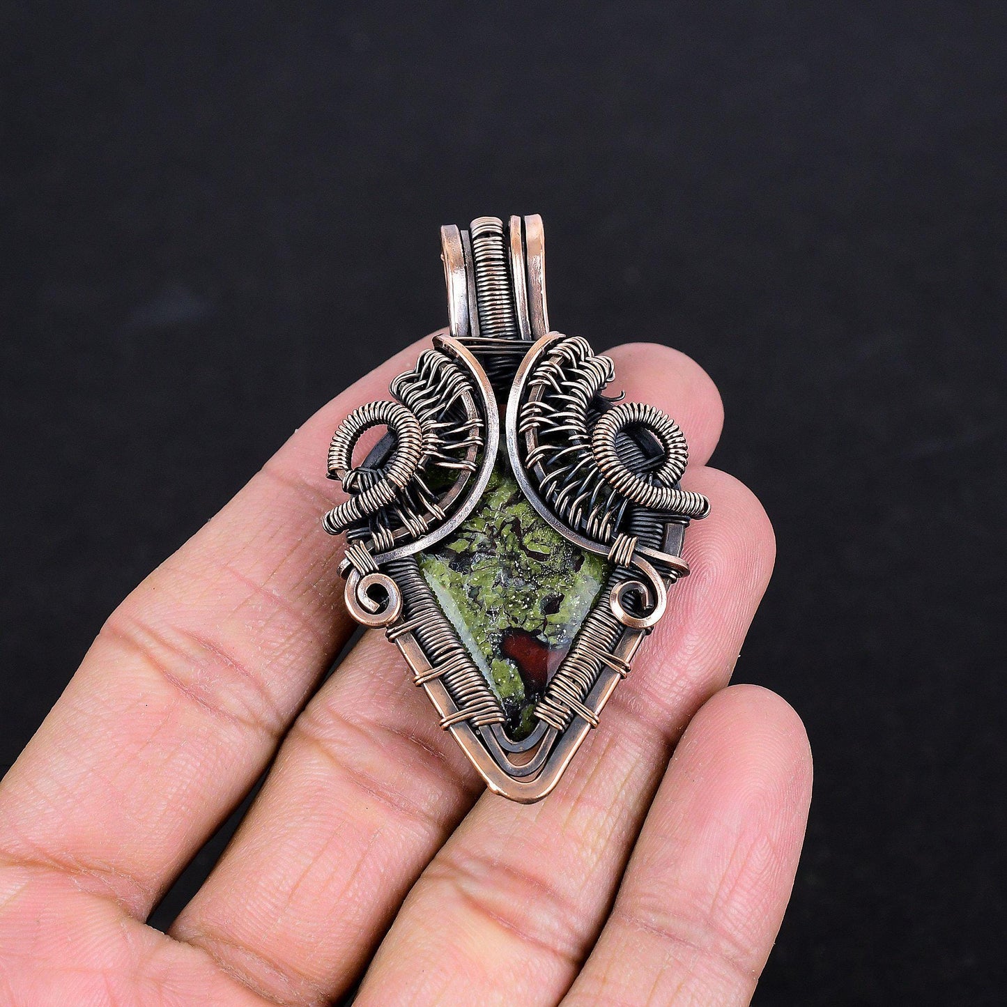 Green Bloodstone Gemstone Pendant