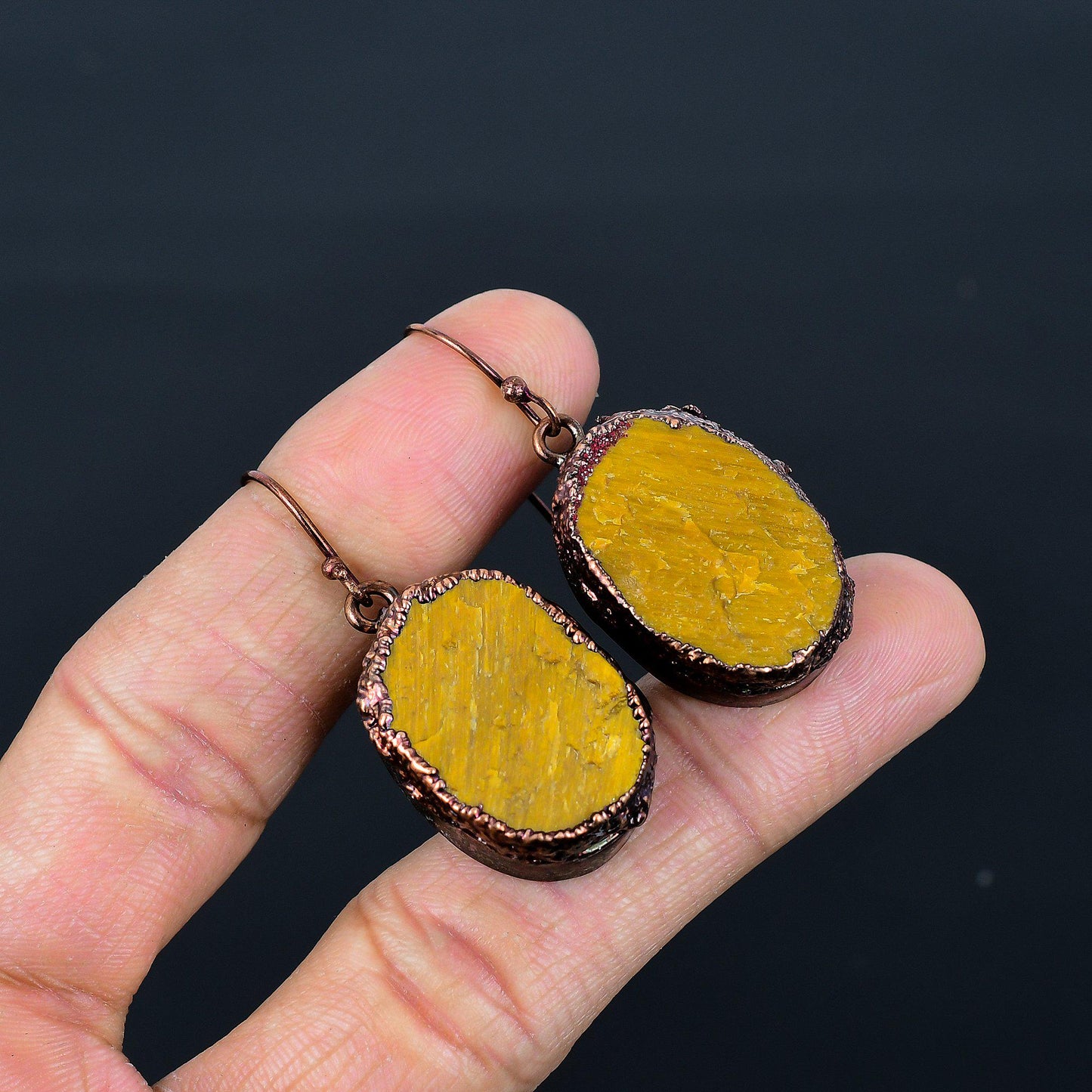 Golden Brown Tiger Eye Gemstone Earrings