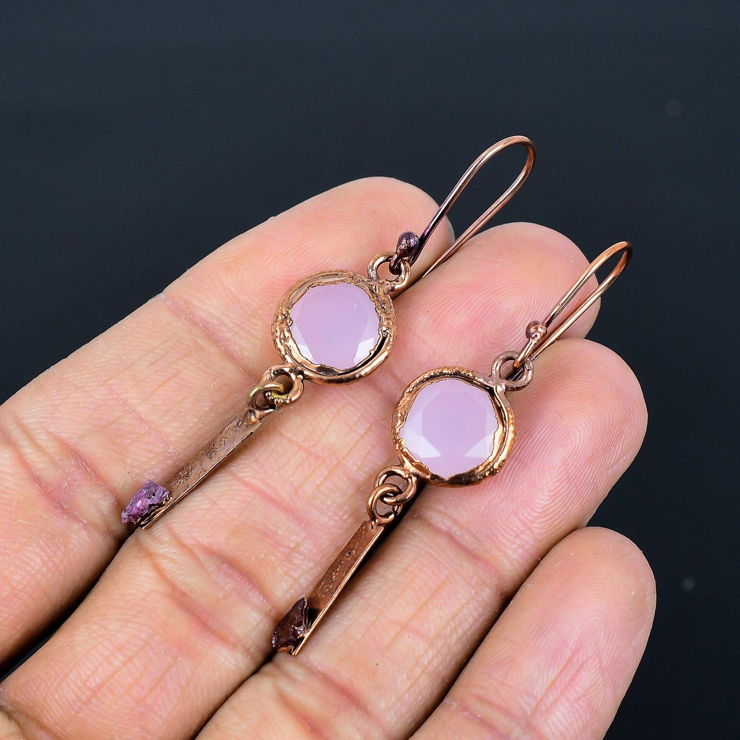 Pink Chalcedony Gemstone Earrings