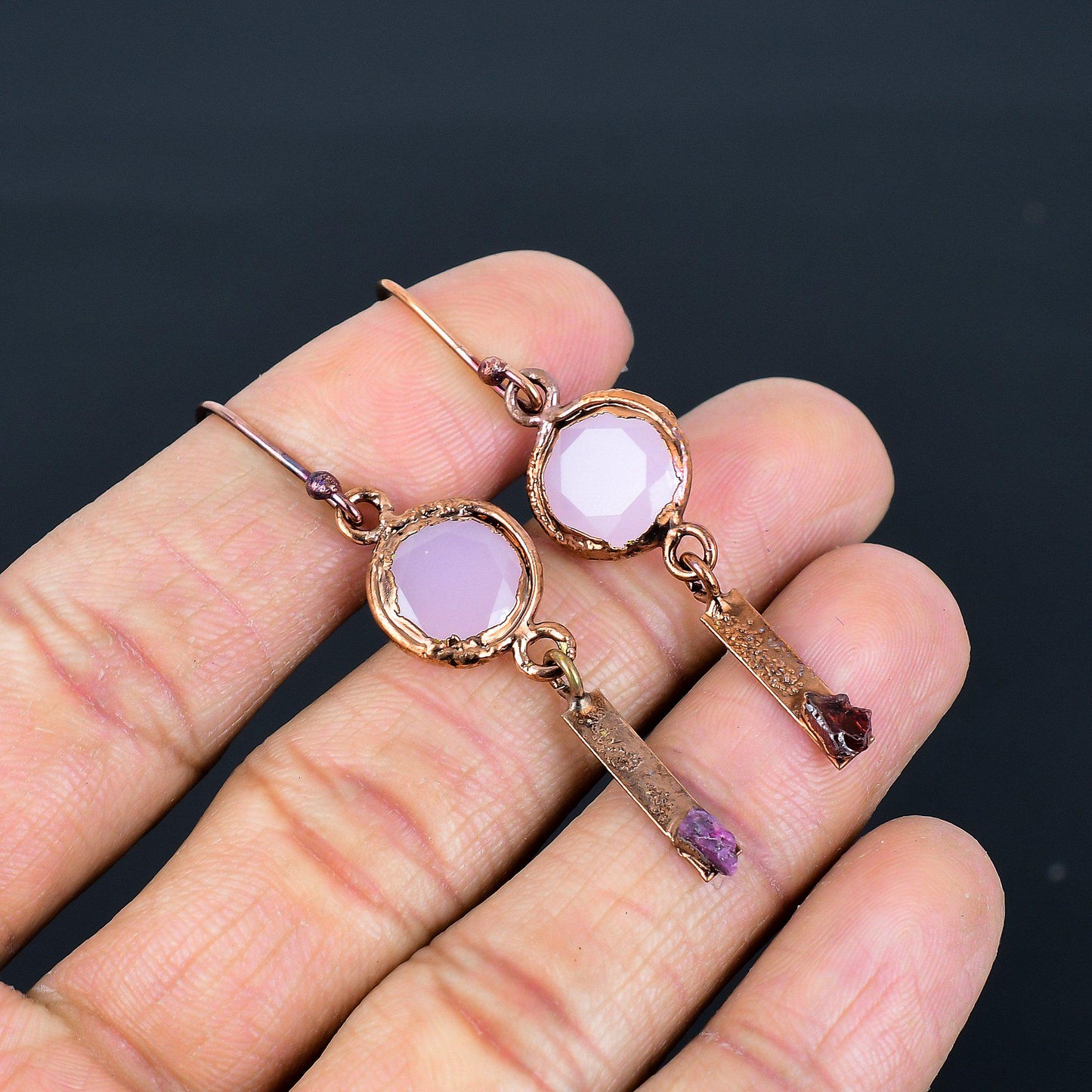 Pink Chalcedony Gemstone Earrings