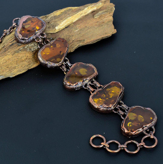 Honey Baltic Amber Gemstone Copper Bracelet