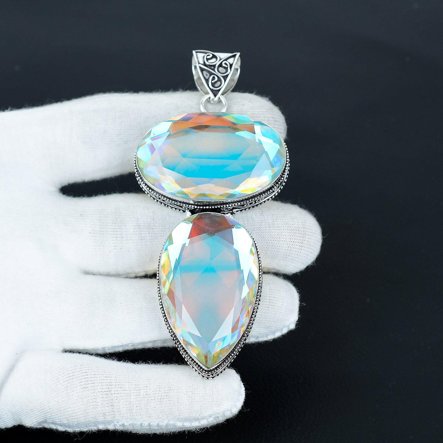 White Mystic Topaz Gemstone Pendant