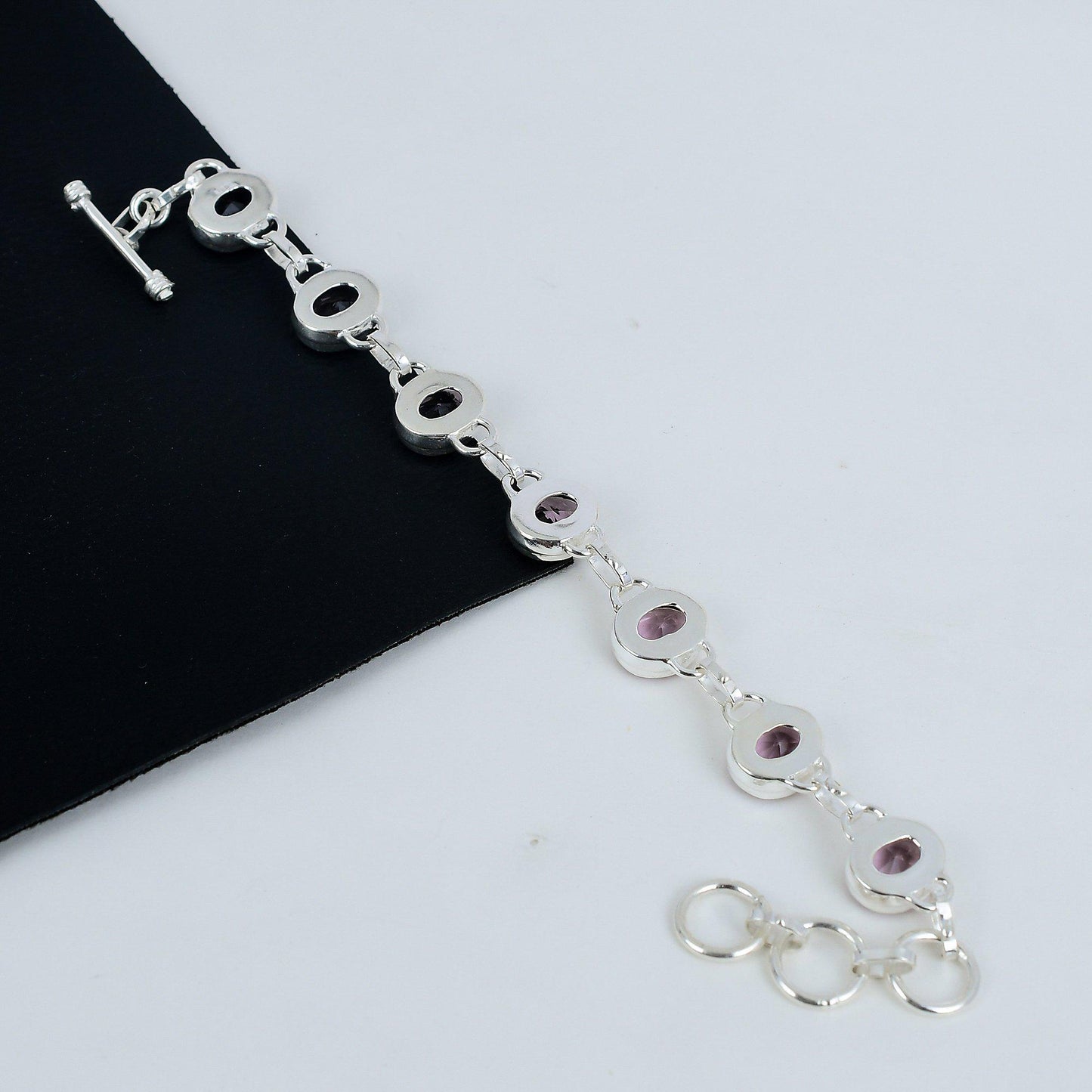 Pink Kunzite Sterling Silver Adjustable Bracelet