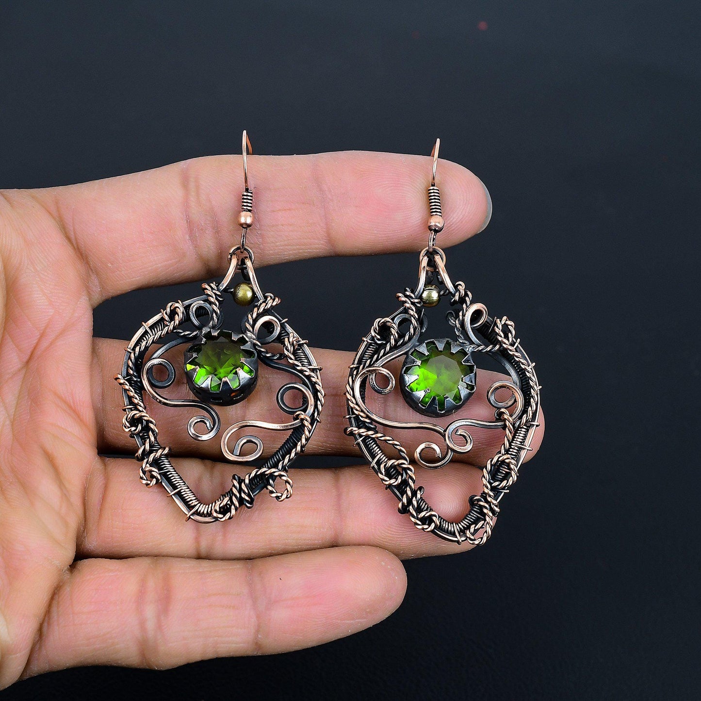Green Peridot Gemstone Earrings