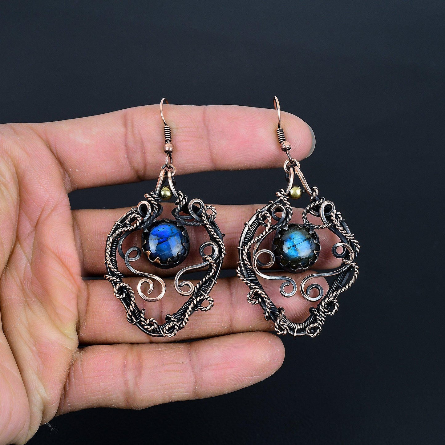 Blue Labradorite Gemstone Earrings
