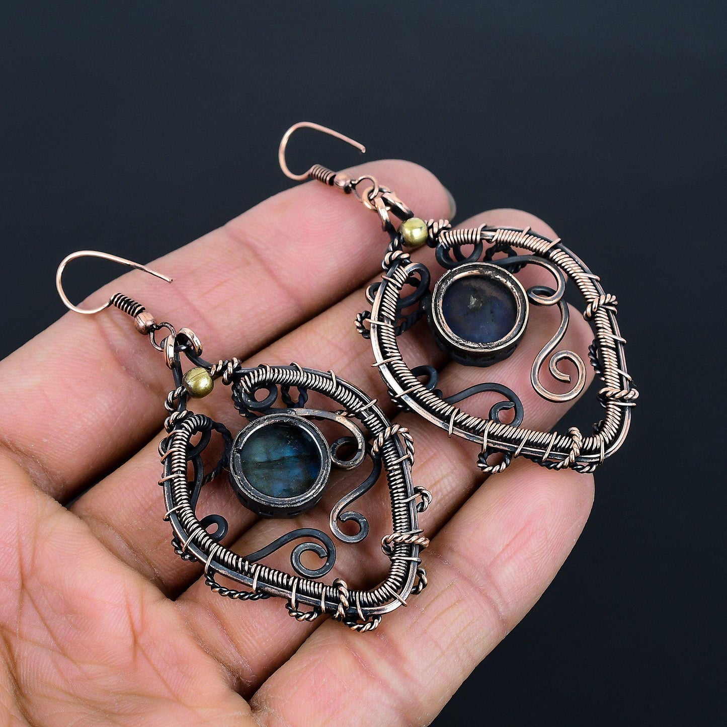 Blue Labradorite Gemstone Earrings