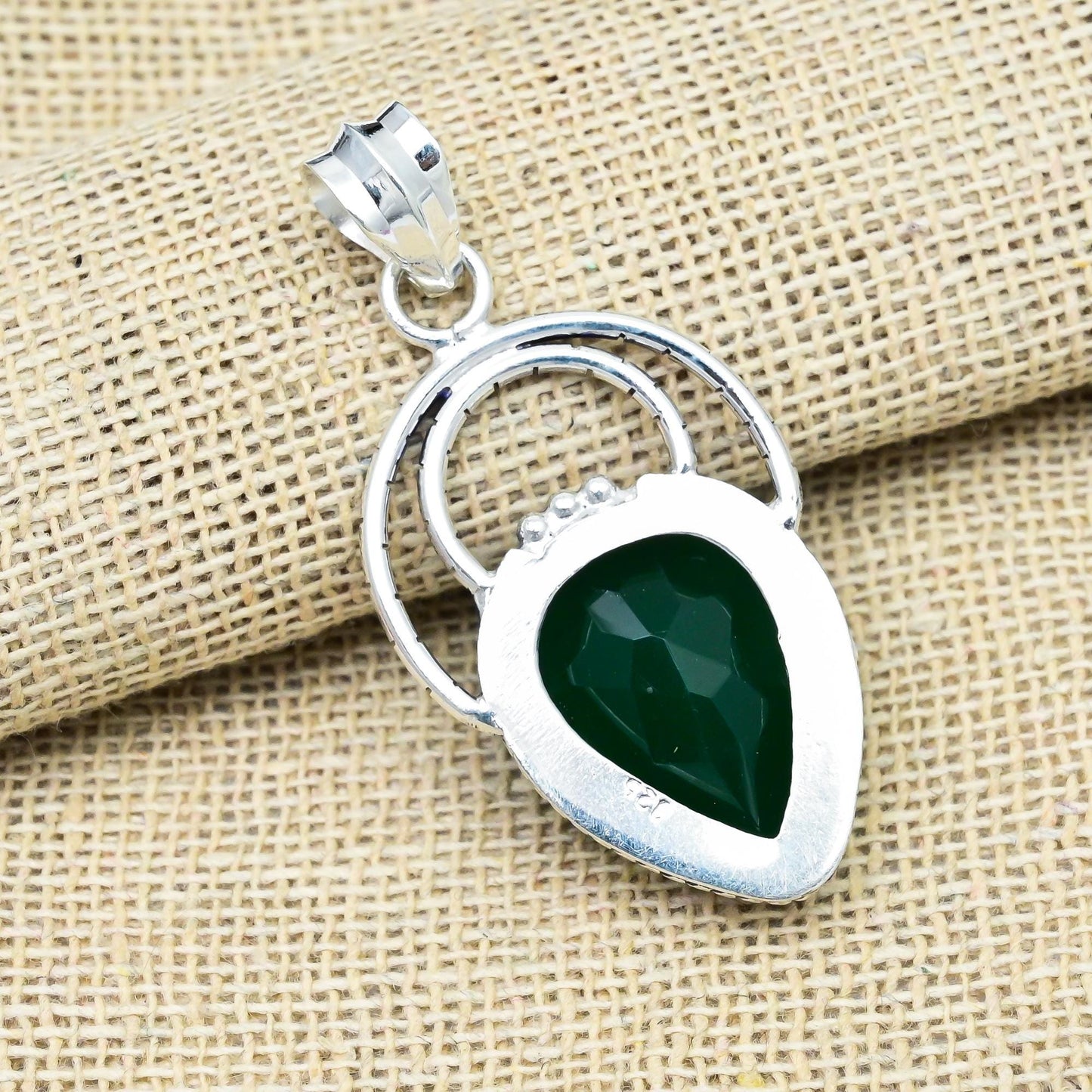 Green Onyx Sterling Silver Pendant