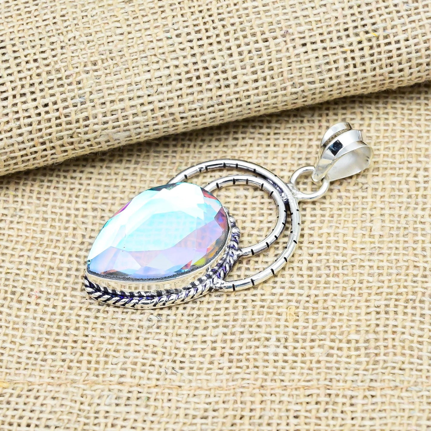 Sterling Silver Rainbow Mystic Topaz Pendant
