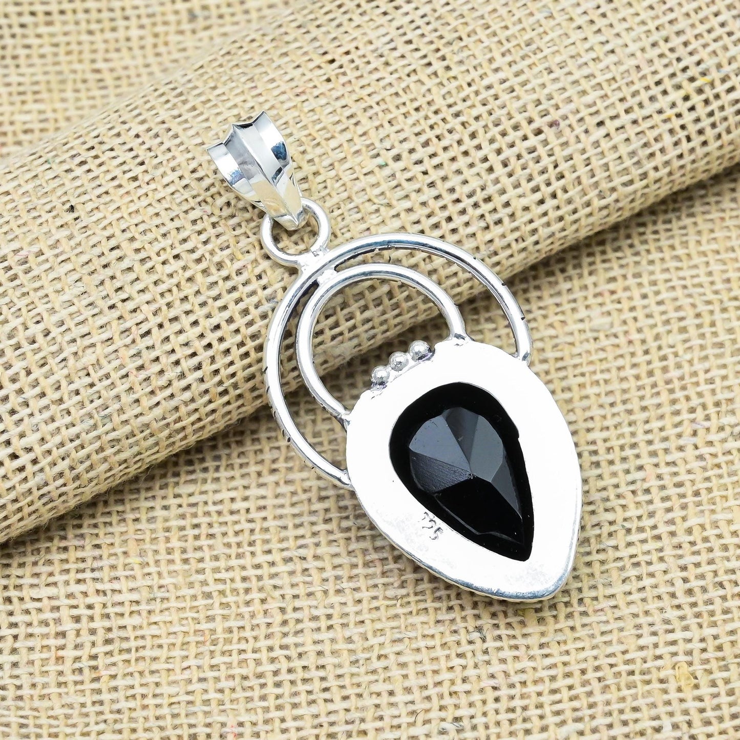 Black Spinel Sterling Silver Pendant