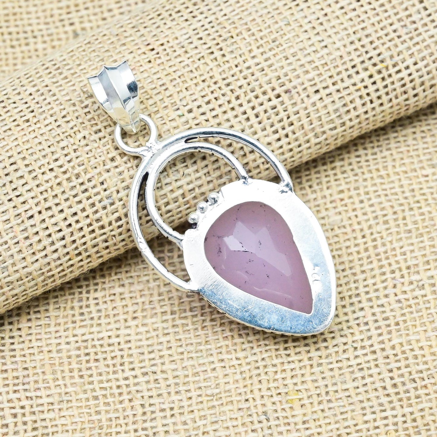 Pink Chalcedony Sterling Silver Pendant