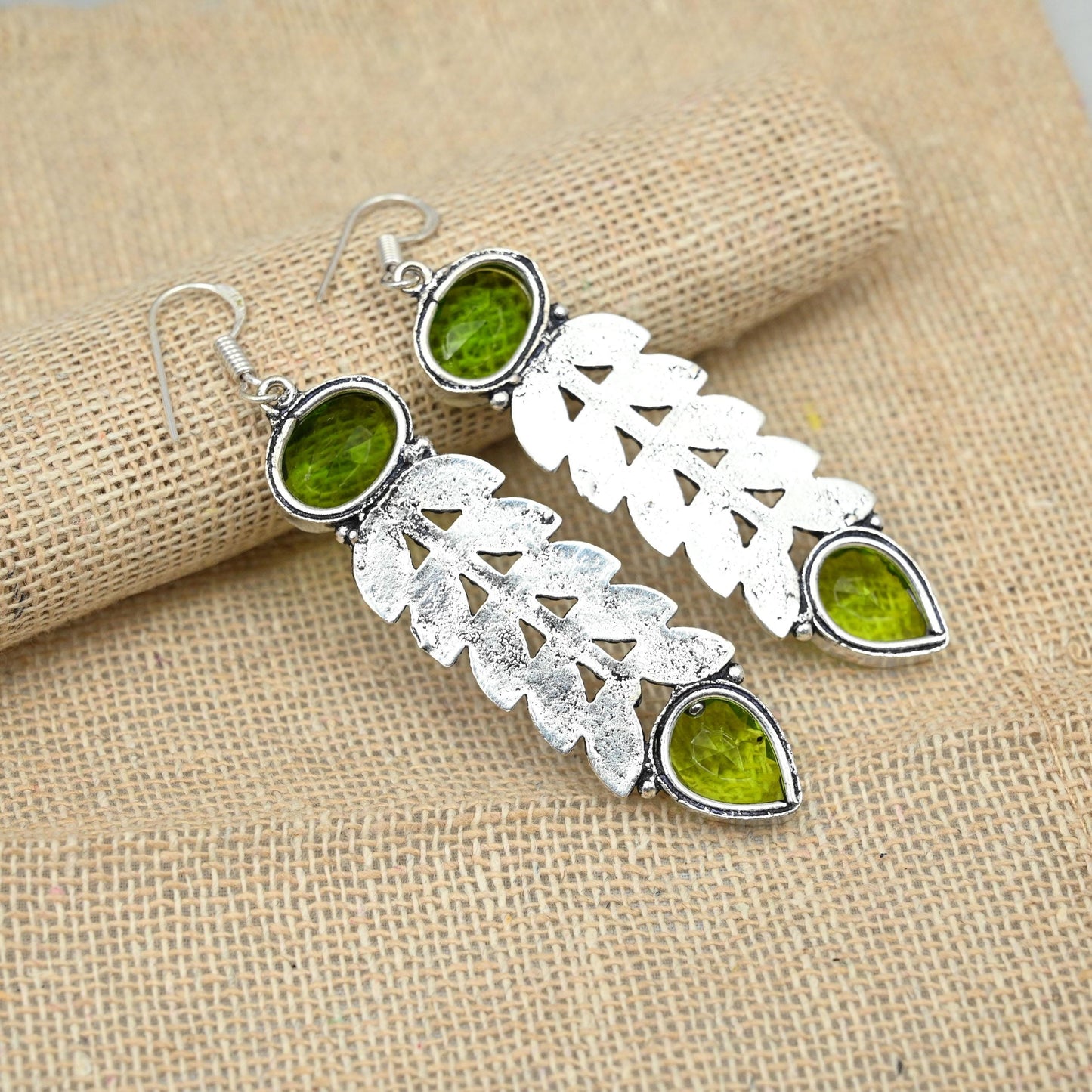 Green Peridot Sterling Silver Earrings