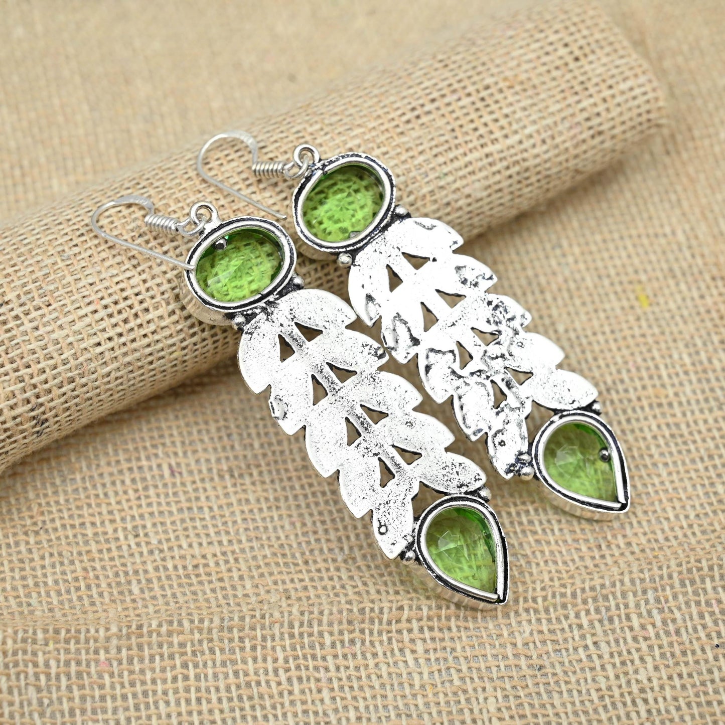Green Tsavorite Sterling Silver Statement Earrings