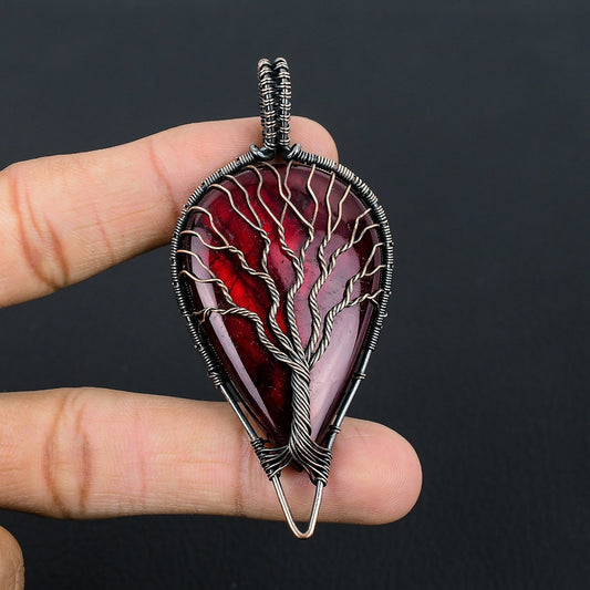 Red Fire Labradorite Gemstone Pendant