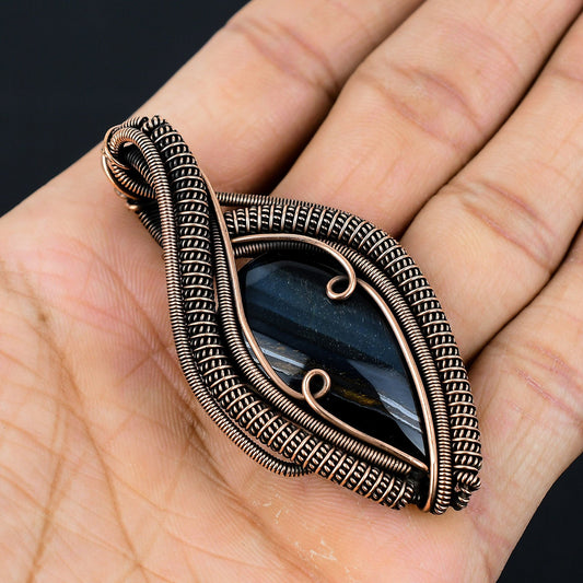 Blue Tiger Eye Gemstone Pendant