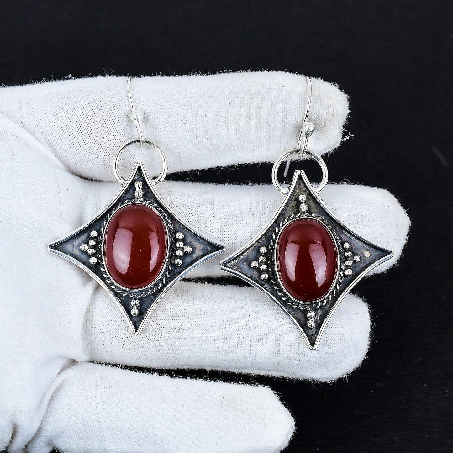 Orange Carnelian Gemstone Earrings