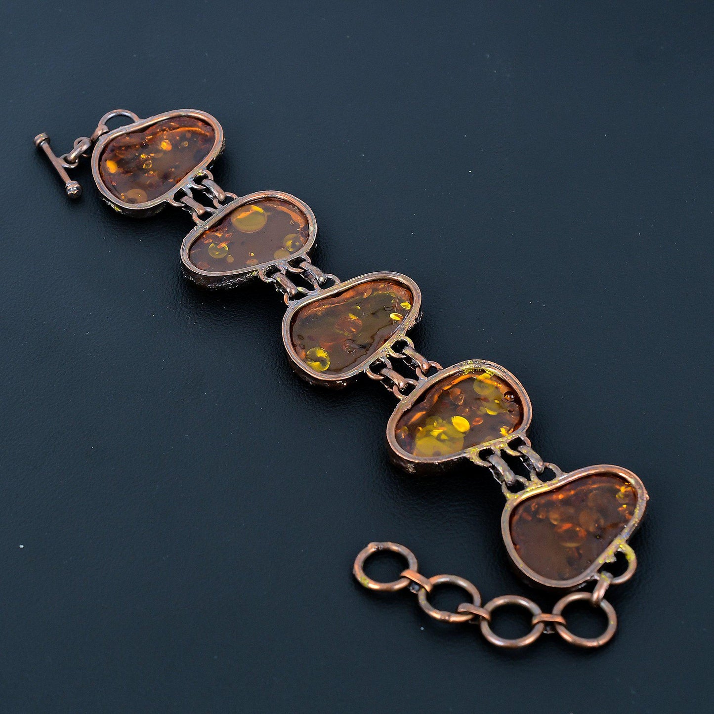 Honey Baltic Amber Gemstone Copper Bracelet