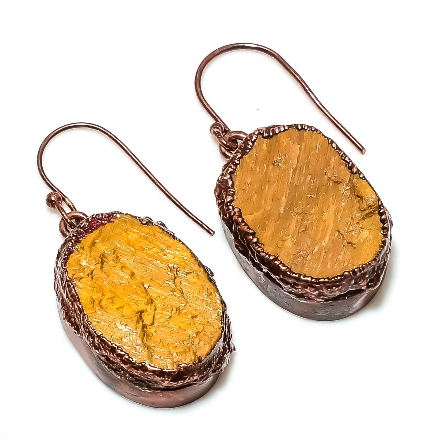 Golden Brown Tiger Eye Gemstone Earrings