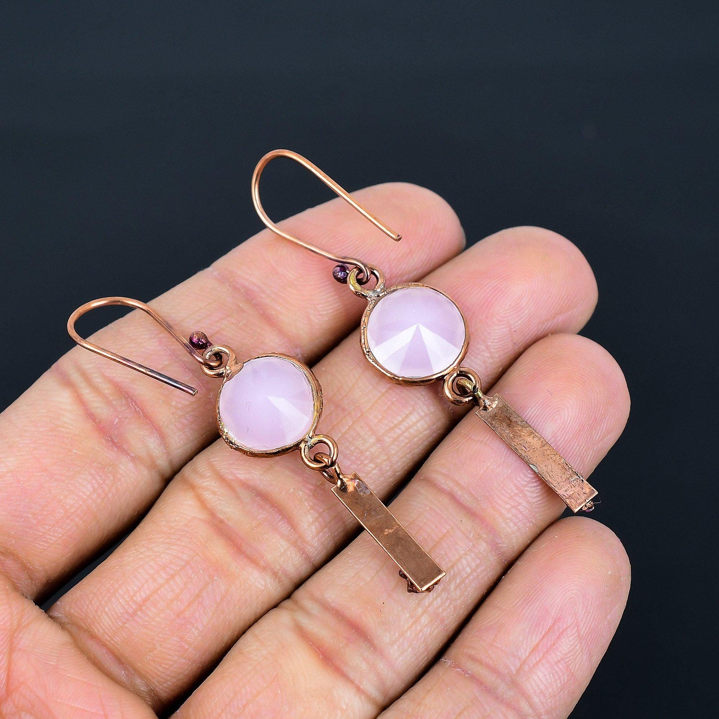 Pink Chalcedony Gemstone Earrings