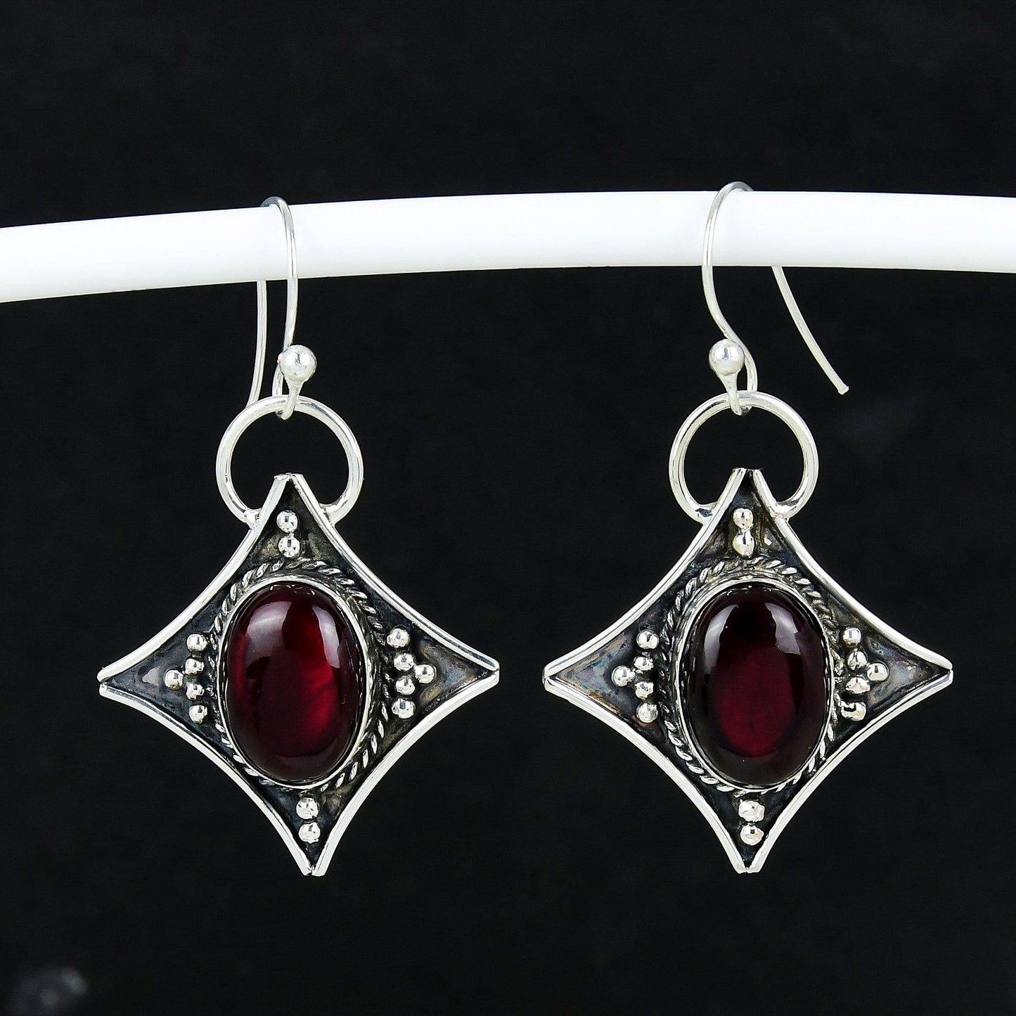 Red Labradorite Gemstone Dangle Earrings