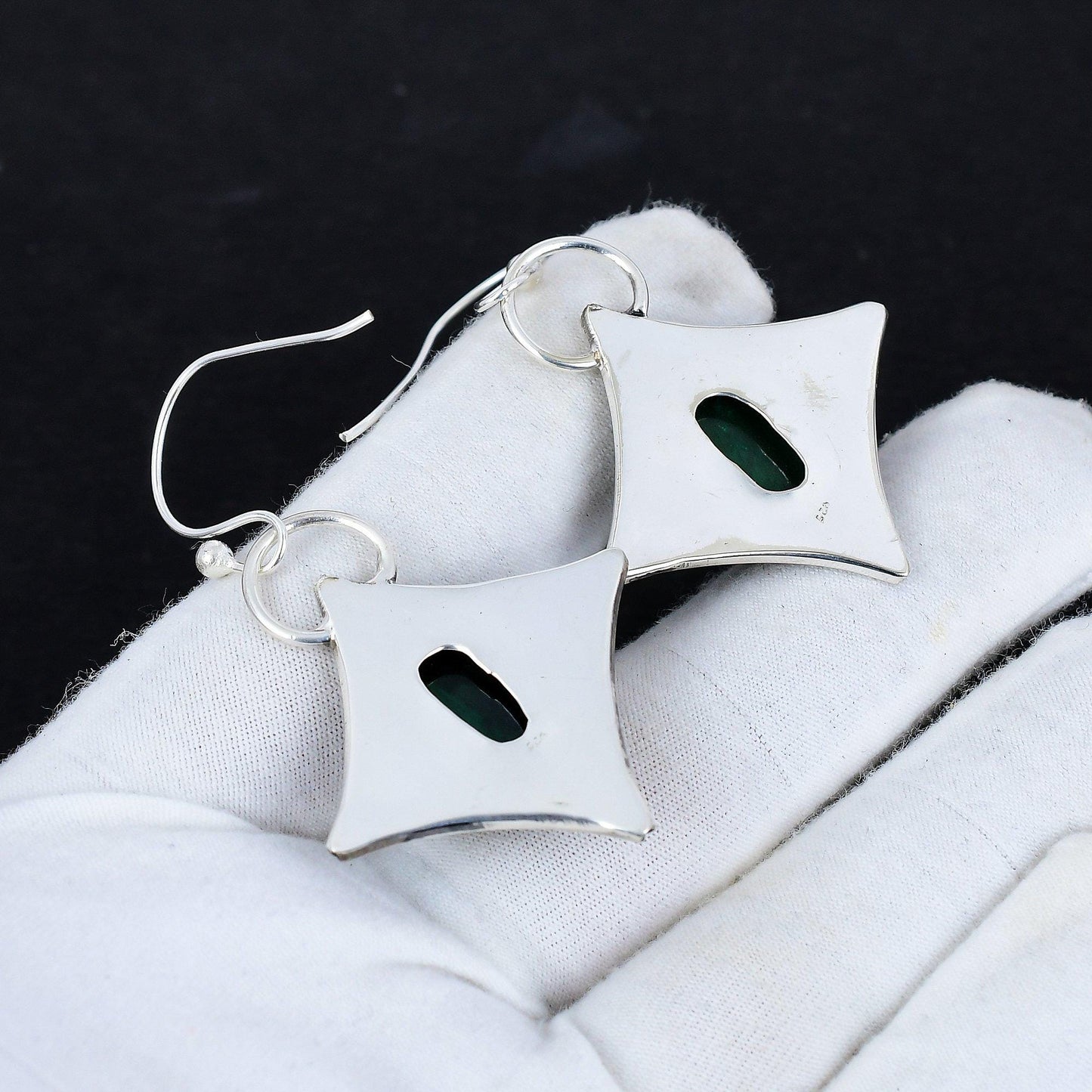 Green Fire Labradorite Gemstone Dangle Earrings