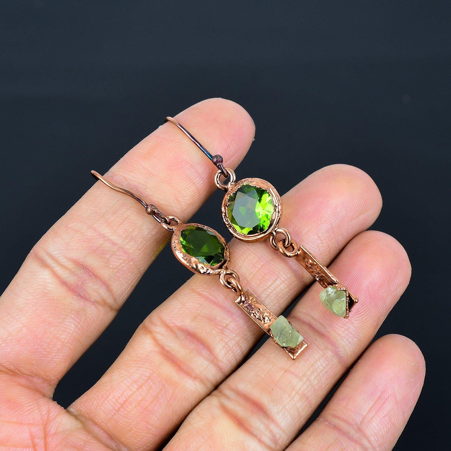 Green Peridot Gemstone Earrings