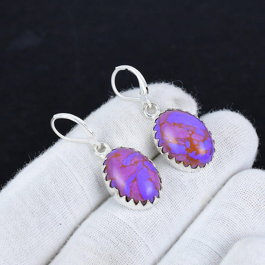 Purple Turquoise Gemstone Earrings