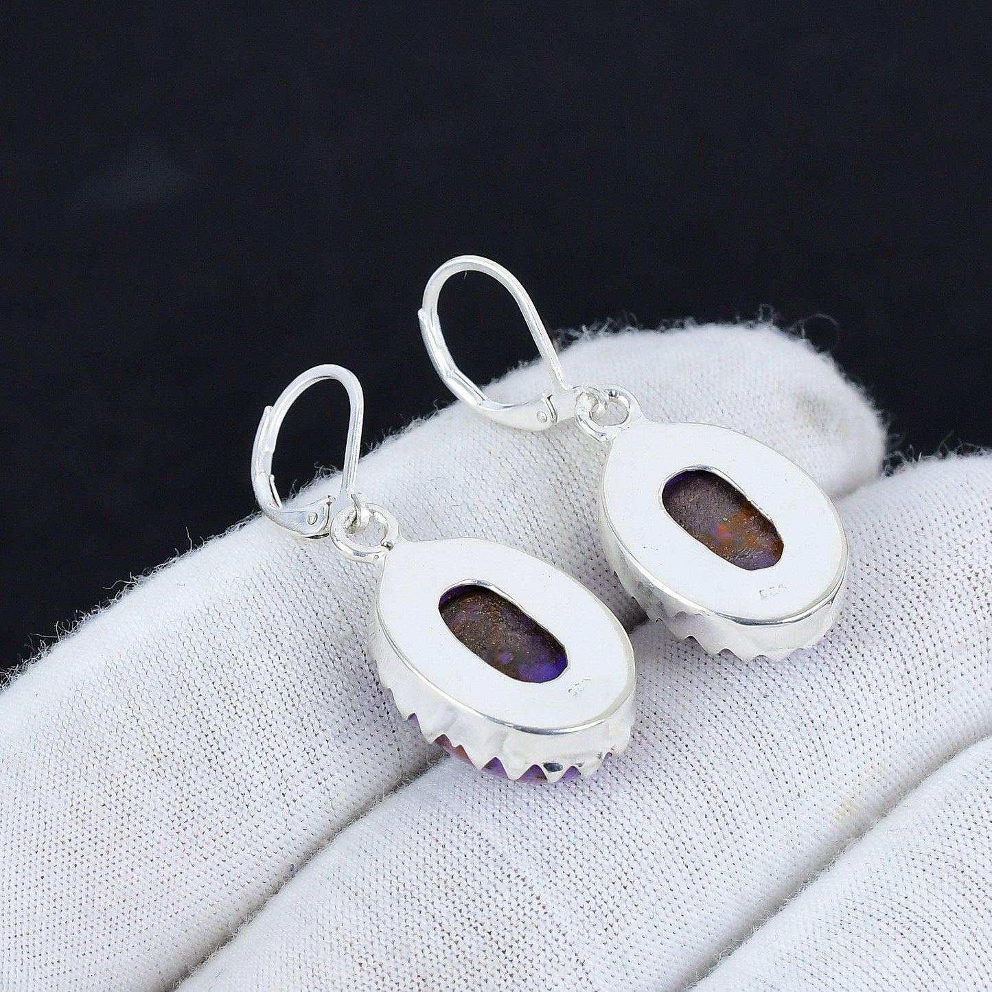 Purple Turquoise Gemstone Earrings