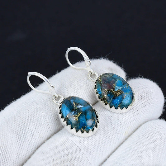 Blue Turquoise Gemstone Earrings