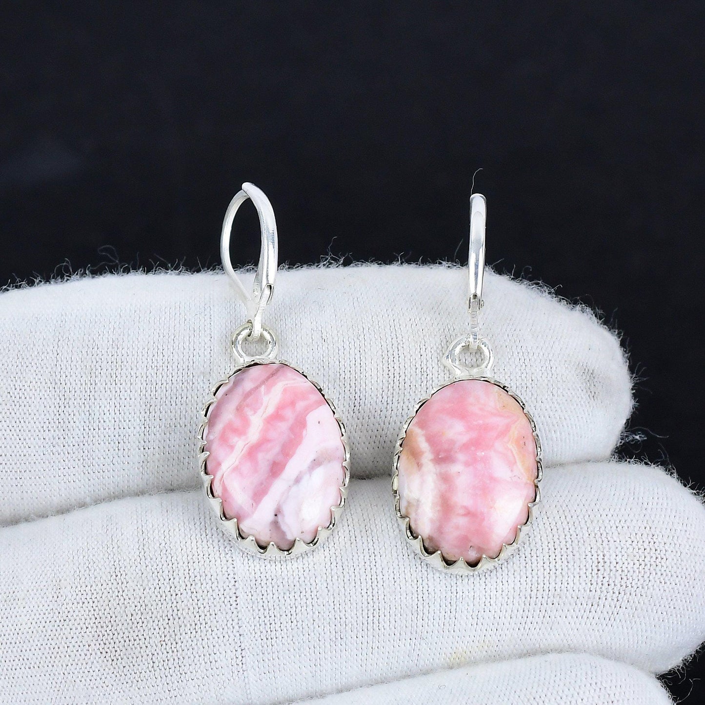 Pink Rhodochrosite Gemstone Earrings