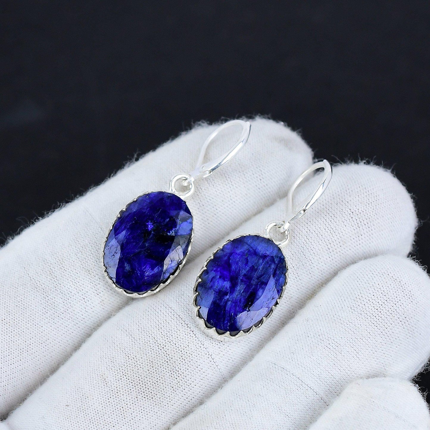 Blue Sapphire Gemstone Earrings