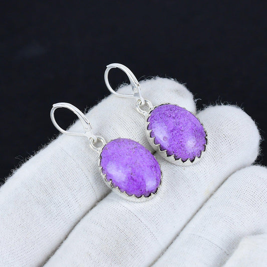 Purple Purpurite Gemstone Earrings